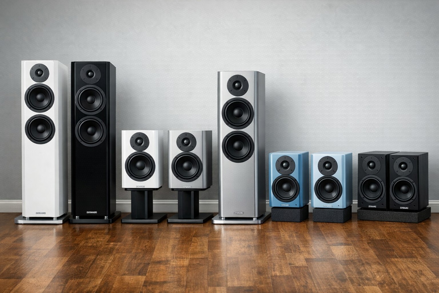 A stylish close-up of a high-end Dynaudio loudspeaker.